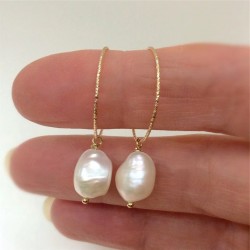 Baroque pearl hoop earrings in 14k gold filled
