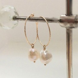 Baroque pearl hoop earrings in 14k gold filled