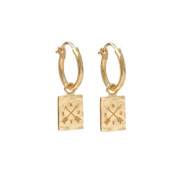 925 sterling silver compass square earrings