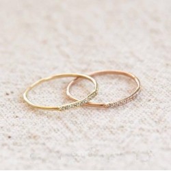 Minimalist stacking ring in gold plated sterling silver and cubic zirconia  Minimalist stacking ring in gold plated sterling silver and cubic zirconia