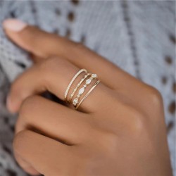 Minimalist ring in gold plated silver and cubic zirconia