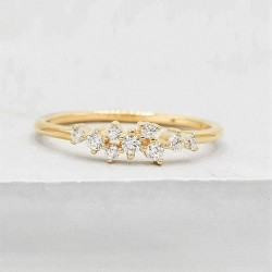 Dainty sterling silver cubic zirconia cluster ring