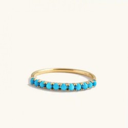 14k gold turquoise half eternity ring  14k gold turquoise half eternity ring