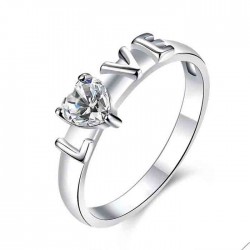 romantic 925 sterling silver  LOVE ring with cubic zirconia  romantic 925 sterling silver  LOVE ring with cubic zirconia