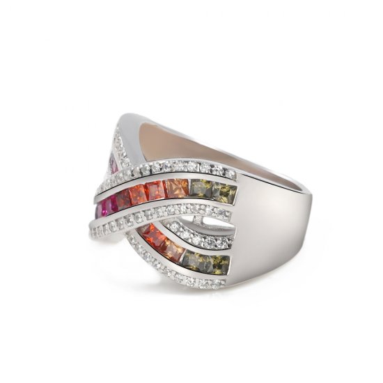 Sterling silver rainbow ring - river design