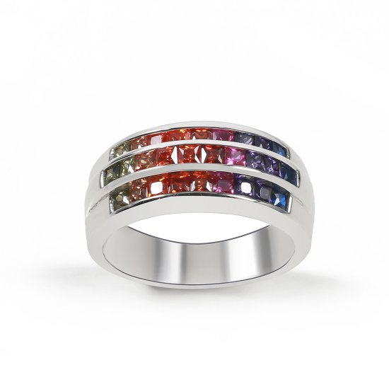 Sterling silver colorful rainbow ring