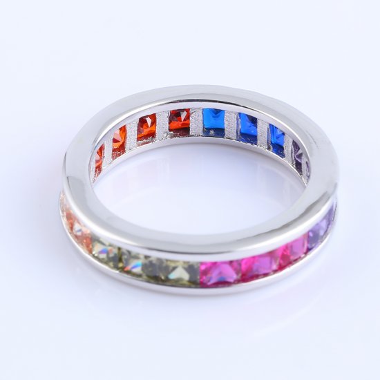 sterling silver rainbow ring - delicate design 