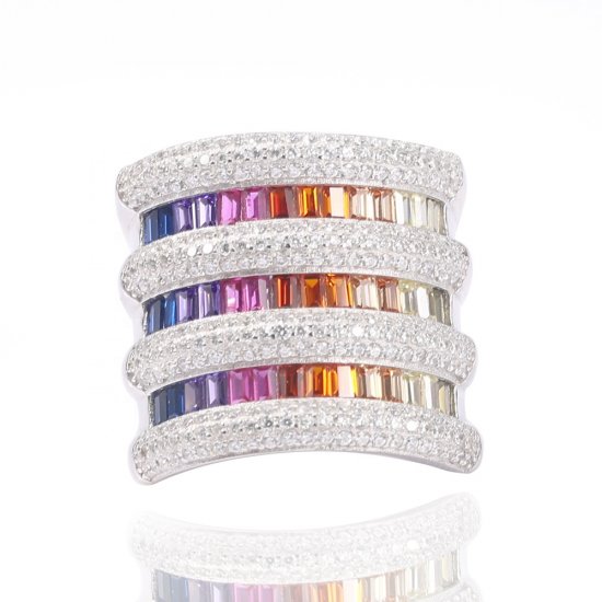 sterling silver rainbow ring - ultra-wide design