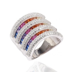 sterling silver rainbow ring - ultra-wide design