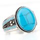 925 sterling silver turquoise ring for men with oval blue stone