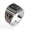 925 sterling silver ring for men - big black Agate stone 