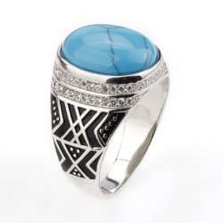 925 sterling silver ring for men  - vintage design - turquoise gemstone with AAA Zircon  925 sterling silver ring for men  - vintage design - turquoise gemstone with AAA Zircon