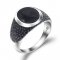 925 sterling silver ring for men with black cubic zirconia stones - vintage style