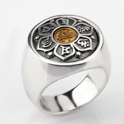 925 sterling silver tibetan six words' mantra ring for men