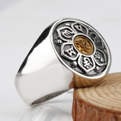 925 sterling silver tibetan six words' mantra ring for men