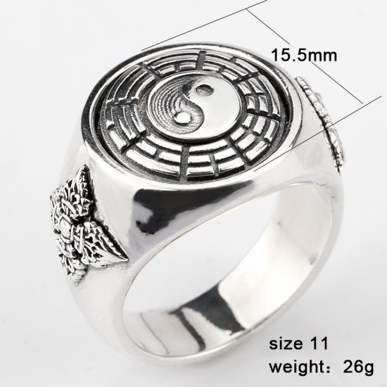 925 sterling silver ring for men - Yin And Yang symbole