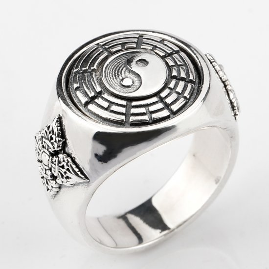 925 sterling silver ring for men - Yin And Yang symbole