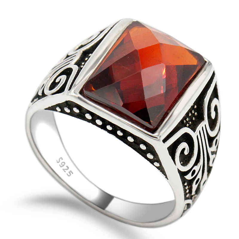 925 sterling silver classic vintage ring for men with AAA zirconia gemstone