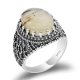 925 sterling silver vintage ring for men with big natural Agate  stone