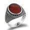 925 sterling silver ring for men with red Agate stone