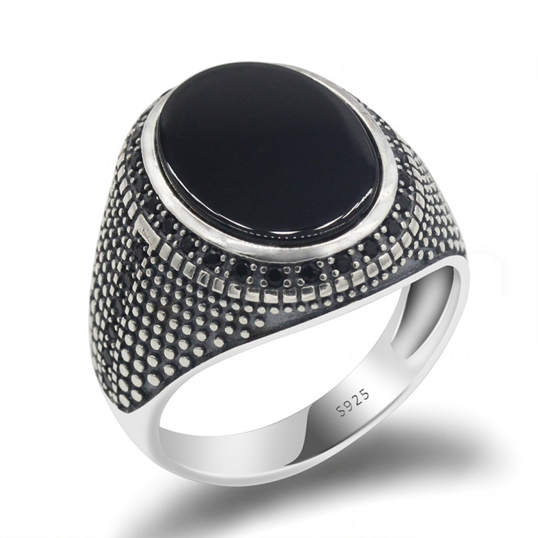 925 sterling silver ring for men with black Agate stone | EnvyHer ...