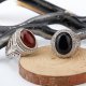 925 sterling silver men rings ,  white gold plated ,  with red Agate stone and cubic zirconia