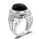 925 sterling silver men ring , white gold plated  with black Agate stone and cubic zirconia