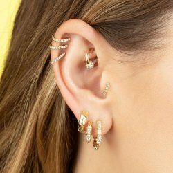 Gold plated bamboo shape hoop earring Gold plated bamboo shape hoop earring