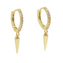 gold plated long cz hoop earrings gold plated long cz hoop earrings