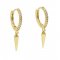 gold plated long cz hoop earrings