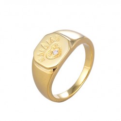 open heart signet ring - 18k gold plated silver open heart signet ring - 18k gold plated silver
