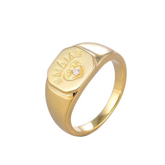 open heart signet ring - 18k gold plated silver