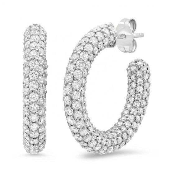 diamond crystals hoop earrings - white gold