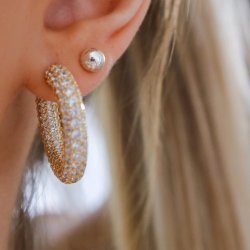 diamond crystals hoop earrings - 18k gold plated diamond crystals hoop earrings - 18k gold plated