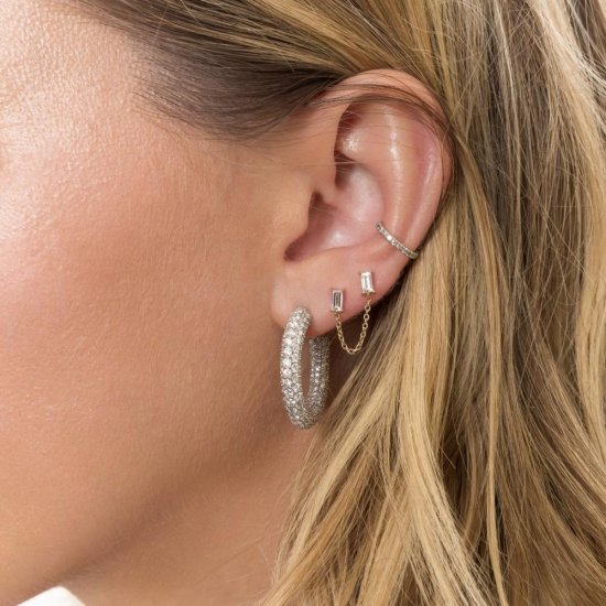 diamond crystals hoop earrings - 18k gold plated