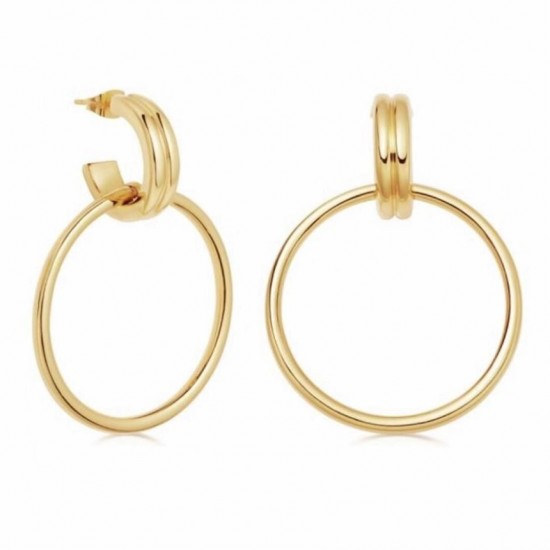 Large Round Hoop Earrings-18K gold plated silver