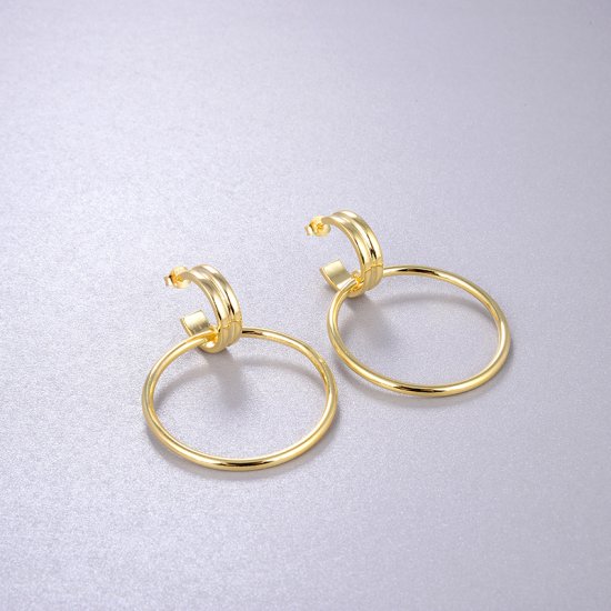 Large Round Hoop Earrings-18K gold plated silver