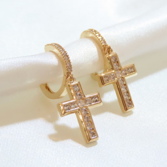 gold plated cross earring