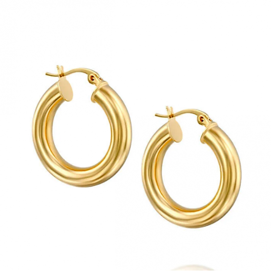 tube hoop earrings - 18k gold plated silver