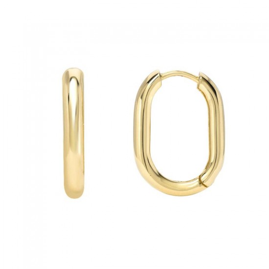oval hoop earrings in gold plated silver 