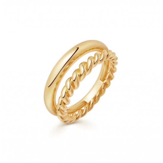 twisted rope ring 18k gold plated
