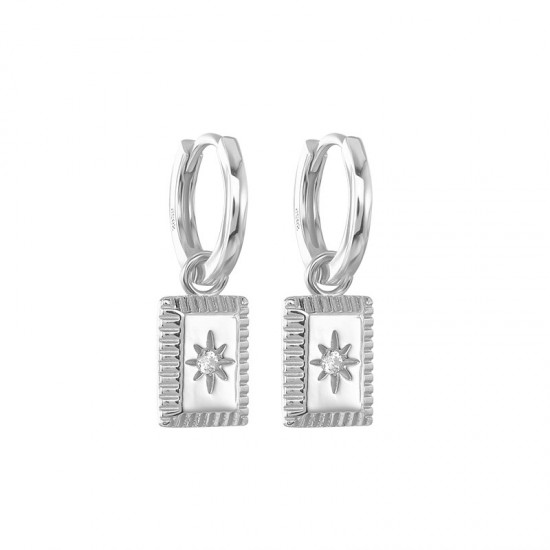 Star hoop earring in 925 sterling silver