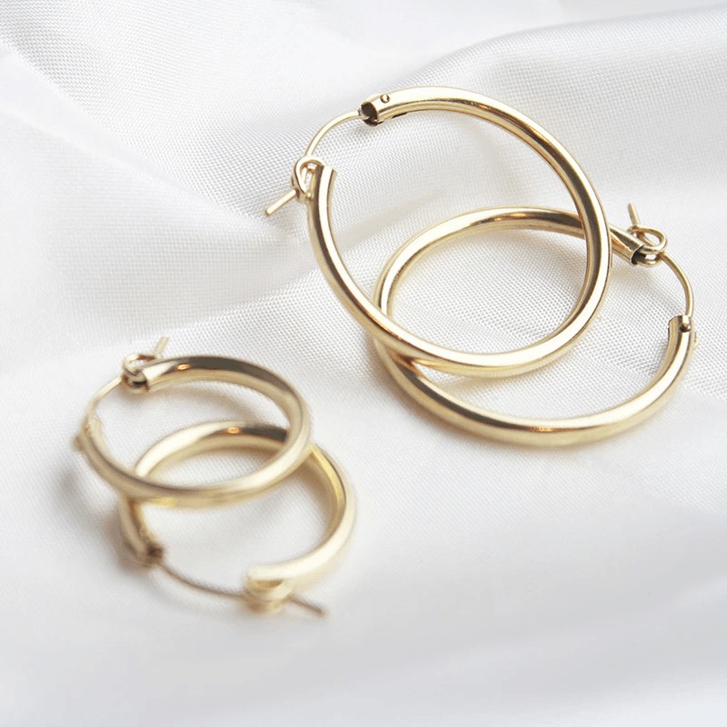 Fancy Twist Bead 14k Gold Filled Hoops Earrings U&C Sundance 
