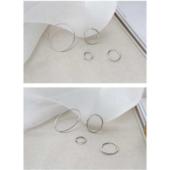 925 Sterling silver circle hoops earrings 