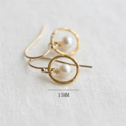 14K Gold filled circle drop earrings with natural pearl