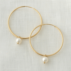 14K Gold filled Hoop earrings with natural pearl