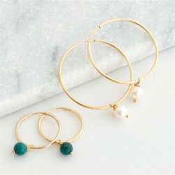 14K Gold filled Hoop earrings with natural pearl