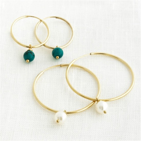 14K Gold filled Hoop earrings with natural pearl