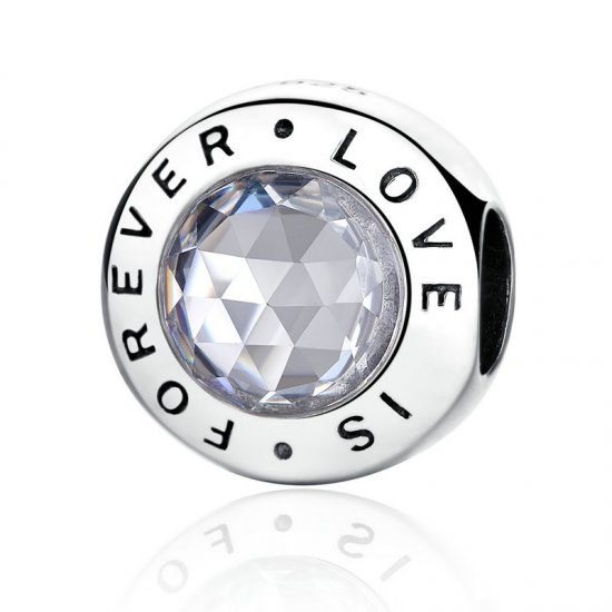 " LOVE IS FOREVER " silver bead 