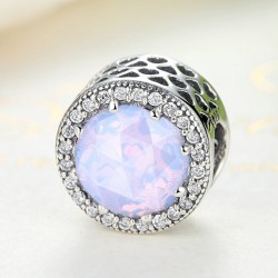 clear - pink silver bead 